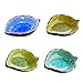 4 Piezas Mini Tazones de Cerámica en Forma de Hoja, Tazones de Salsa y Tazones de Especias, Aptos para Cocinas y Restaurantes(Amarillo claro, Azul oscuro, Azul lago, Verde fruta)