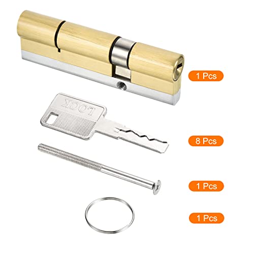 PATIKIL 32.5/67.5 (100mm Overall) European Double Lock Cylinder, Door Cylinder Lock with 8 Keys for Wooden Doors Aluminum Doors - Image 3