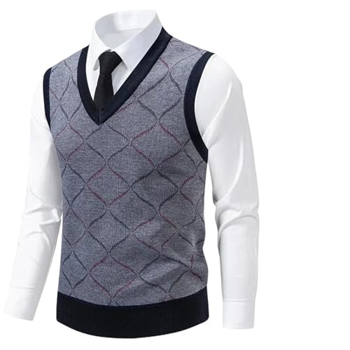 Suéter con cuello en V para hombre con tejido cálido y estampado cómodo