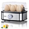 YASHE Rapid Egg Boiler, 400W Compact Egg Cooker Multi-Functional, 6-Eggs Easy to Peel, Soft, Medium, Hard Boiled, Poacher, Omelet Maker, Steamer, Buzzer, Indicator light, Stainless Steel