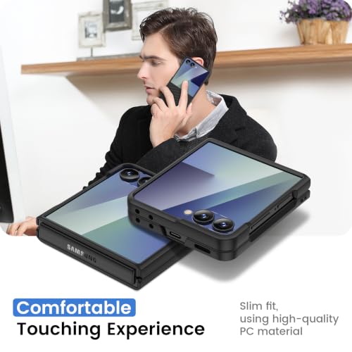 Image of Ruky for Z Flip 8 Case, with Built-in Back Screen Protector, Carbon Fiber | Support Wireless Charging, Anti-Scratches Shockproof Hard PC Ultra-Thin Phone Case for Samsung Galaxy Z Flip 8, Carbon Fiber
