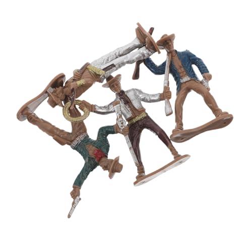 HONITANO Figura Vaquero Occidental 4 Piezas Colección Miniatura Decoración Dormitorio Fiestas Temática Oeste Artesanía Detallada para Coleccionistas Modelos Realistas