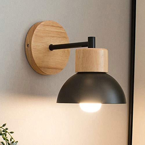 Lampes de chevet murales E27 gain de place applique bois métal pour lit et salon