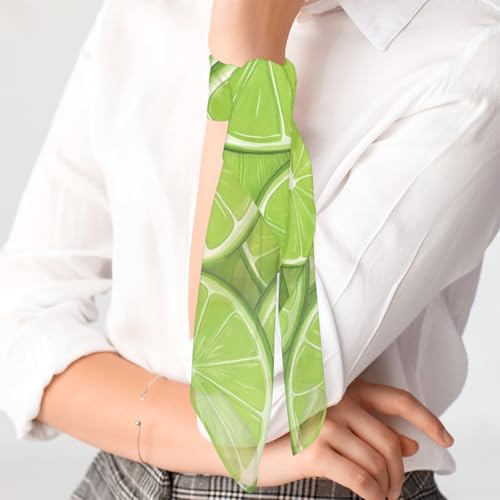 Summer Green Lime Slices Silk Scarf for Women Girls Hair Head Silk Scarf Square Purse Satin Scarves Bandana Wraps 5