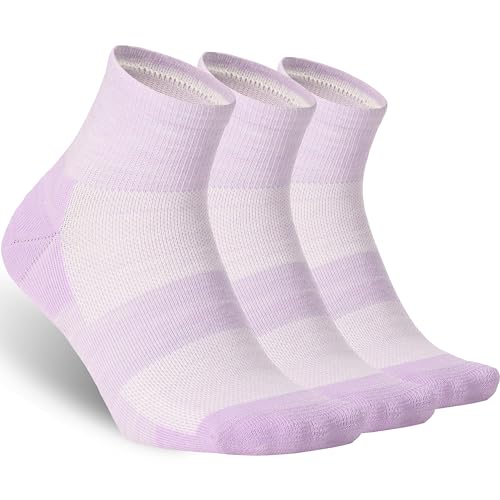 Image of Merino Wool Ankle Socks, Men's Women's 90% Wool Athletic Thin Running Moisture Wicking Socks, 3 Pairs