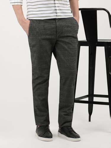 Image of Tommy Hilfiger Straight-Fit Checks Mid Rise Trouser