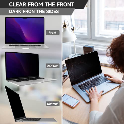 ANTOGOO V Upgrade Privacy Screen Filter Compatible with MacBook Pro 16 Inch (M3-M1 Chip), Removable Anti Blue Light Anti Glare Laptop Privacy Filter, No Magnetic No Glue