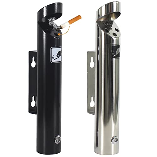 Cenicero cilíndrico telescópico de Acero Inoxidable para Pared, con Cerradura, de Gran Capacidad, para Exteriores, para Uso público en la vía pública (Plata)