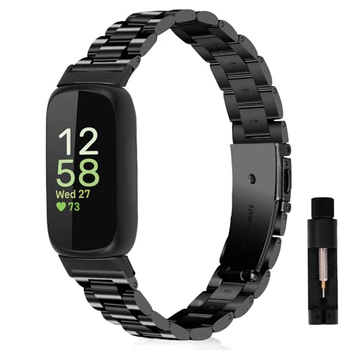 [AiMaoo] �o���h �X�e�����X�� Fitbit Inspire 3 �Ή� �����x���g �����x���g �T�C�Y�����\ �r�W�l�X�� �X�e�����X ������� �����H��t�� �R���p�`�u�� Fitbit Inspire 3 (�u���b�N)
