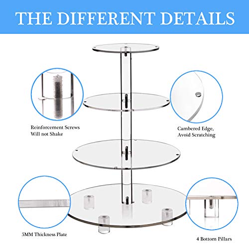 image for YestBuy 4 Tier Round Cupcake Stand – Premium Cupcake Holder – Acry
