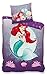 AYMAX S.P.R.L. Parure de lit Ariel - La Petite Sirène, Housse de Couette Réversible 140x200 cm + Taie d'oreiller 63x63 cm