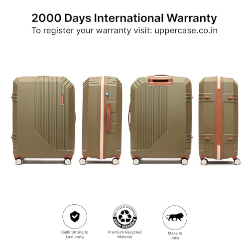 Image of uppercase Vector (Large) 75cm, Check-in Sustainable Trolley Bag, Hardsided Anti-Scratch 8 Wheel Double Spinner Luggage, TSA Lock & Anti-Theft Zippers, Suitcase for Unisex, 2000 Days Warranty (Brown)