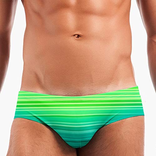 Men's Sexy Low Rise Swim Briefs Bikini Swimsuits Striped Trunks Swimwear - Thumbnail 2