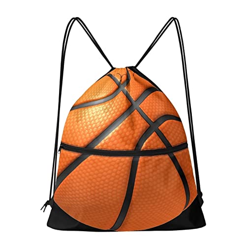 Babrukda Drawstring Backpack Gym Sport Drawstring Bags, Basketball Print Sports Ball Games School Outdoor String Bag, Sports Sackpack Gym Sack for Women Men Girls Boys Kids