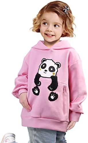 ENDIRAD Pullover Hoodie Sweatshirts For Boys Girls,Unisex Kids Long Sleeve Fleece Hooded Sweatshirt,Hoodies with zip kangaroo Pocket Pink