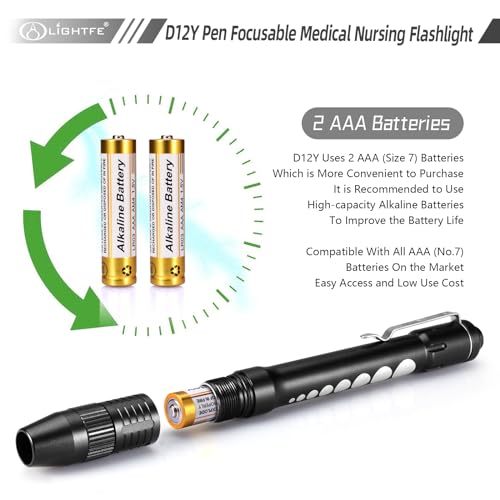 LIGHTFE Caneta de luz para médicos e enfermeiras com medidor de pupila, fonte de LED de 150 lúmens (