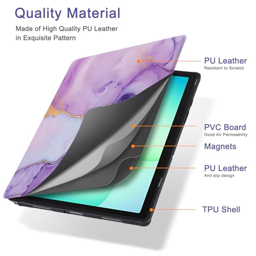 Image of CoBak Case for Samsung Galaxy Tab A11+ Plus 11 inch 2025, Multi-Viewing Angles, All New PU Leather Folio Stand Cover with Auto Sleep Wake Feature for Samsung Galaxy Tab A11+ Tablet 11-inch, Amethyst Veins