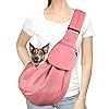 Lukovee-Pet-Sling-Hand-Free-Dog-Sling-Carrier-Adjustable-Padded-Strap-Tote-Bag-Breathable-Cotton-Shoulder-Bag-Front-Pocket-Safety-Belt-Carrying-Small-Dog-Cat-Puppy-Machine-Washable Breathable Cotton Shoulder Bag