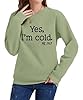 DINGJIUYAN Black Sweatshirt Women Yes I am Cold ME 24:7 Sweatshirt Fall Winter Letters Print Graphic Tops Pullover Solid Sweatshirt #2