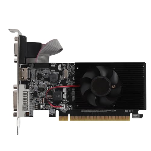 GT 210 Carte Graphique 1 Go DDR3, 64 - Bit, HDMI VGA DVI, Carte Vidéo PC Ordinateur, PCI Express 2.0 avec Ventilateur de Refroidissement Silencieux