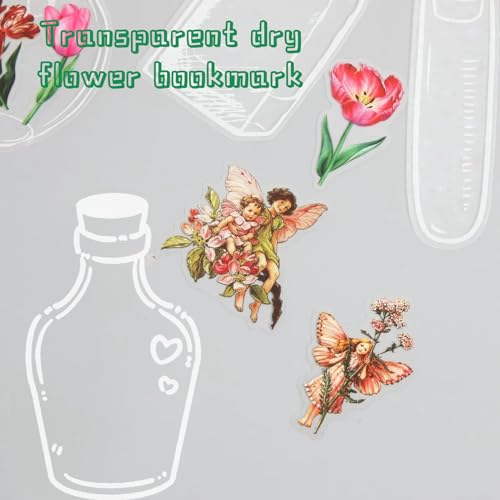 SSKHE 40Pcs Transparent Dried Flower Bookmarks DIY Craft Transparent Wishing Bottle Natural Pressed Flower Bookmarks Handmade Beautiful Floral Pages with Fringe - Image 3