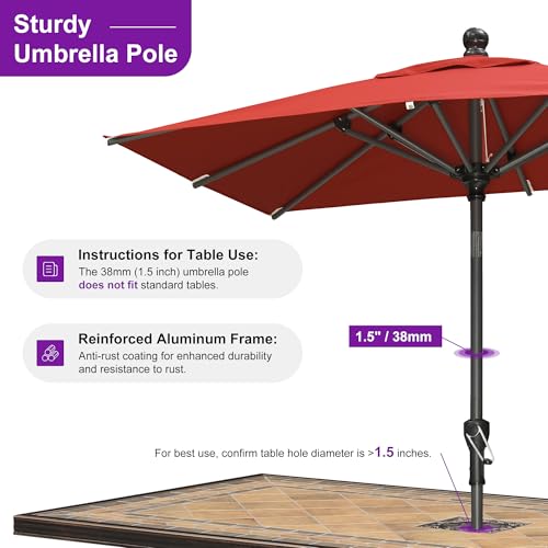 Image of PURPLE LEAF Patio Market Umbrella 6' x 4' Rectangle Dual Tilt Red 8 Ribs