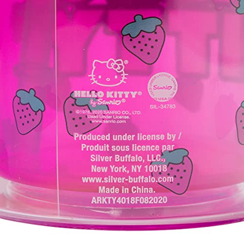 Image of Silver Buffalo Sanrio Hello Kitty Strawberry Pattern Plastic Cold Cup with Lid and Straw, 20 Ounces (Pack of 12)