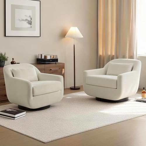 Sillón Barrel Giratorio Chenille Beige miniatura 2