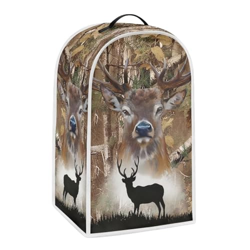 Image of Talayituse Elk Hunting Camo Forest Print Blender Dust Cover, Fingerprint Protection Cover for Stand Mixer or Coffee Machine, Home Kitchen Appliance Covers for Stain Dust Resistant Supplies