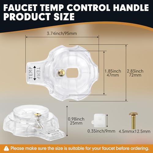 Replacement for MXT11 Temperature and Volume Handles Compatible with Mixet Tub and Shower Knob Replacement Acrylic Shower Volume Control Handle Bathtub Hot Cold Temperature Control Part 1 Set - Thumbnail 2
