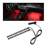 Wevdn Car Interior LED Strip Light, 12V 24 LED Neon Ambient Night Light with Cigarette Lighter Plug, Automotive Atmosphere Decorative Under Dash Lighting Kit, Car Accessories (Red)