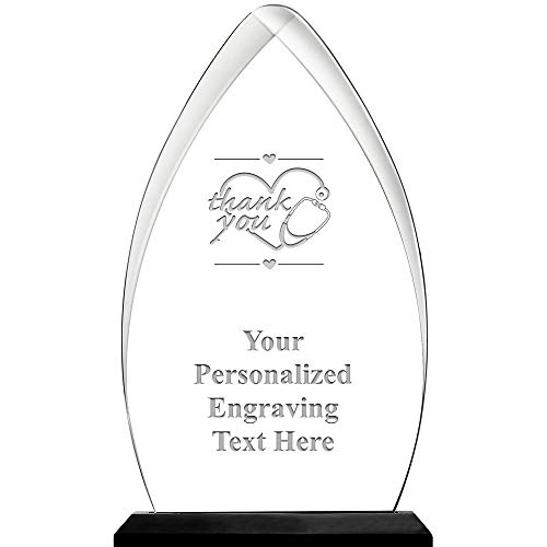 Crown Awards 9.25" Gateway Skyline Thank You with Heart Acrylic Award, Custom Engraved Thank You with Heart Trophy, Engraving Included, Prime