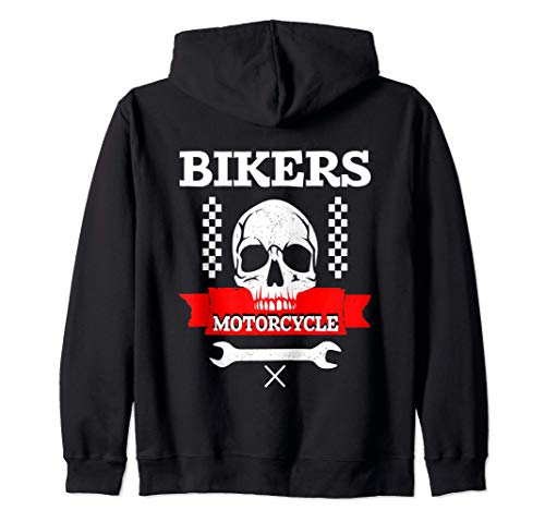 Moteros Ropa Motera Mujer Hombre Retro Vintage Calavera Sudadera con Capucha