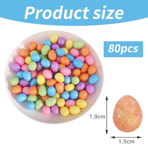 80 Pcs Mini Ostereier,Ostereier Mit Glitzer Schaum,Ostern Deko Eier Konfetti Bunt,Klein Basteln Bunte,FüR Tischdeko Easter Glitzer Kleine Osterdeko,Streudeko Egg,Osterei-Schaum-Eier-Ornamente