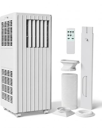 IDEALHOUSE 8000 BTU Portable Air Conditioner, 4-in-1 Portable AC Unit with Cooling, Dehumidifier, Fan & Sleep Mode, Cools up to 350 Sq. Ft, 24H Timer, Remote Control & Window Kit, White