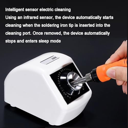Limpiador eléctrico de puntas de soldadura, limpiador de lana de latón con sensor infrarrojo, 6 cepillos, velocidad de 4500 RPM para estaciones de soldadura