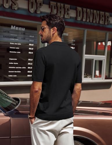 PJ PAUL JONES Mens Polo Shirts V-Neck Knit Polo Textured Summer Shirts4
