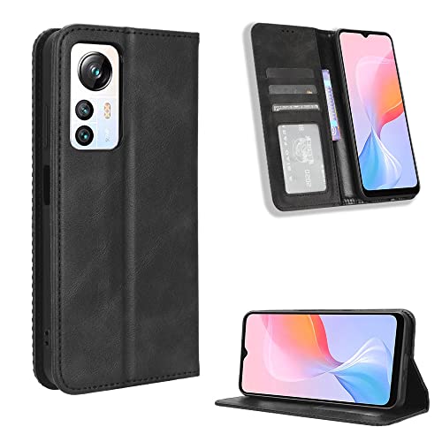XINNI Protective Phone Case for Blackview A85, PU/TPU Vintage Flip Leather Shockproof Cover Magnetic Book Style Wallet, Black - Image 4