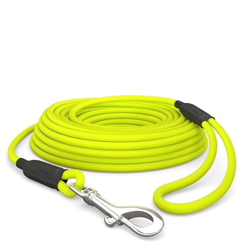 10m Schleppleine Hunde, Wasserfeste Hundeleine Rundleine mit Handschlaufe, Robuste Freilauf-Trainingsleine Neon-Gelb, bis 35kg