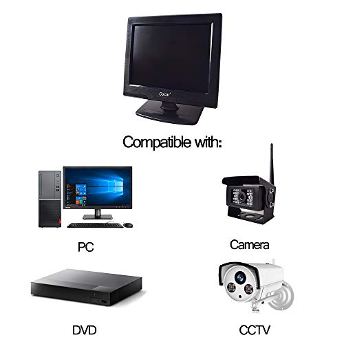 Image of Cocar CCTV Monitor, 12 inch LCD Security Monitor HDMI VGA AV & BNC 4:3 HD Computer Display LCD Screen with 2 Built-in Speakers USB Drive Player for Home /Store Surveillance Camera STB PC