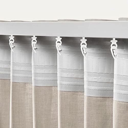 200pcs Curtain Hooks Plastic White Curtain Track Glider Hooks Gliding Drapery Rail Slider Hooks Rollers Curtain Header Tape, for Window Curtain Door Shower Curtain(2 Types)
