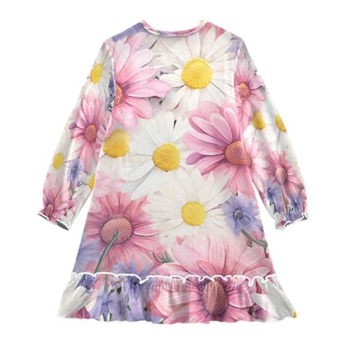 Bolaz Nightgowns Sleepwear Lightweight Nightdress Soft Pajamas Dress Pink Purple White Daisy for 3-10 Years2