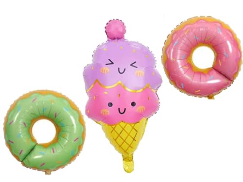Image of ARV ZONE Sweet Donut Balloons, Ice Cream Foil Balloons, Birthday Decorations for Girls Boys Kids Birthday Baby Shower,Birthday Balloons, Donut theme birthday decorations (Donut 8th)