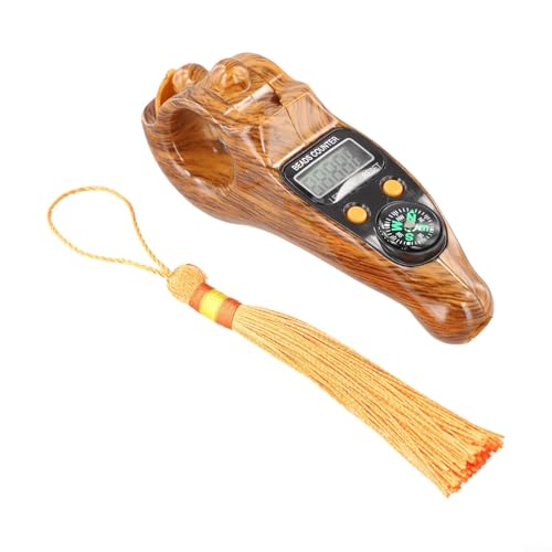 Contador electrónico de mano con diseño de grano de madera portátil LCD digital contador de cuentas para prácticas espirituales y atención plena diaria (madera)