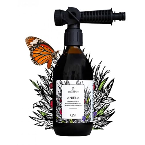 Greenthey Abono Líquido para hortalizas y frutas con pulverizador - Favorece el crecimiento, la formación de frutos y la resistencia | Abono vegetal para 200m² | Orgánico | 0,5 Litros