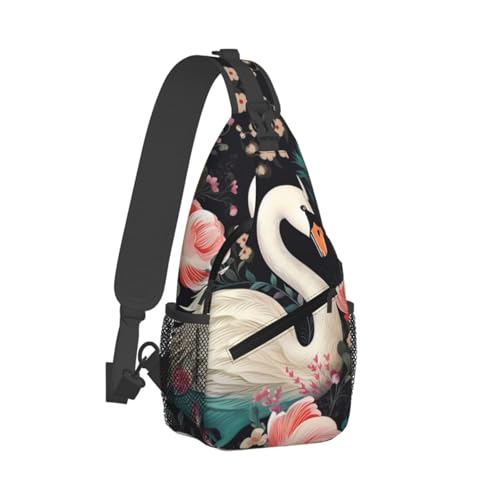 Bolso cruzado para hombre y mujer estilo floral negro miniatura 2
