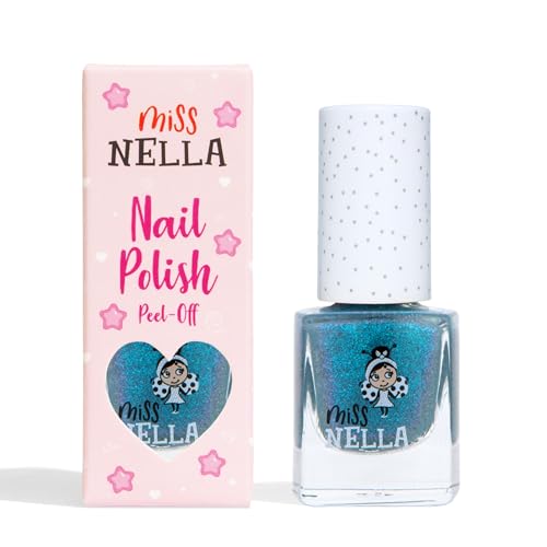 Miss Nella BLUE THE CANDLES – bezpieczny niebieski lakier do paznokci dla dzieci, nietoksyczny i bezzapachowy dla dzieci, naturalny, na bazie wody, łatwy do usunięcia