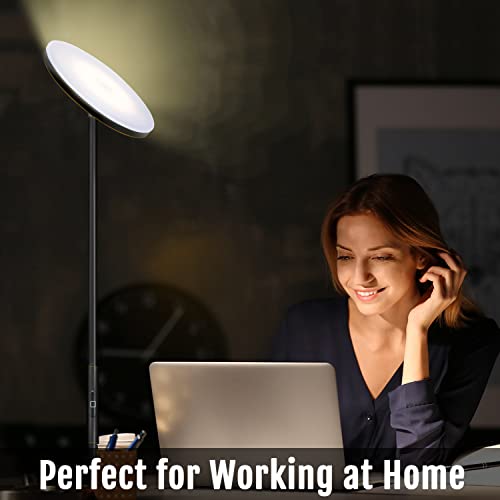 Image of JOOFO Floor Lamp,30W /2400LM Sky LED Modern Torchiere 3 Color Temperatures Super Bright Floor Lamps-Tall Standing Pole Light with Remote & Touch Control for Living Room,Bed Room,Office (Black-Gold)