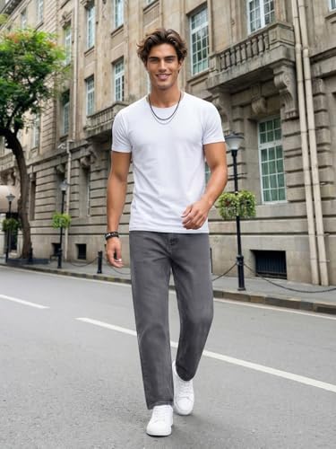 Image of Urbano Fashion Men's Relaxed Fit Washed Denim Jeans Non-Stretchable