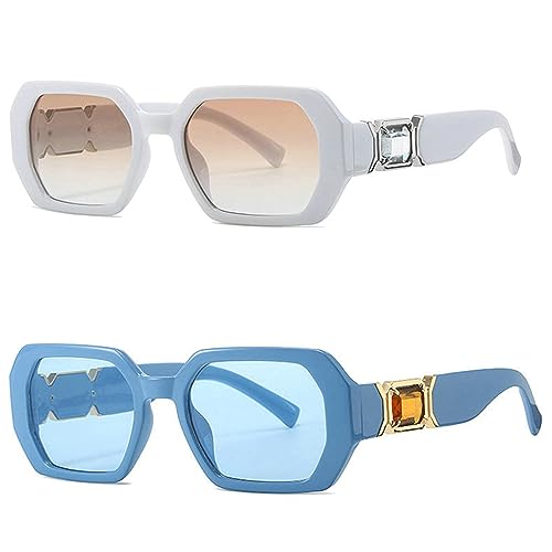 willochra Fashion Rectangular Rhinestone Sunglasses Women Diamond Fashion Square Small Crystal Party driving sunglasses